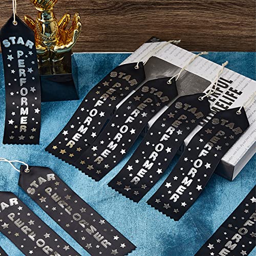 Tigeen 100 Pcs Star Performer Award Ribbons Honorable Mention Black Ribbons with Event Card and String Participation Ribbon Medal Ribbons Prize Ribbon for Kids School Competition Sport Event Contest