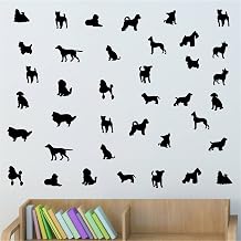 38 Pcs/Set Dog Wall Decals Vinyl Animal Sticker Animal Footprint Wall Art Decoration for Kids Boy Girl Baby Nursery Bedroom Living Room Animal Tracks Decor YMX61 Black