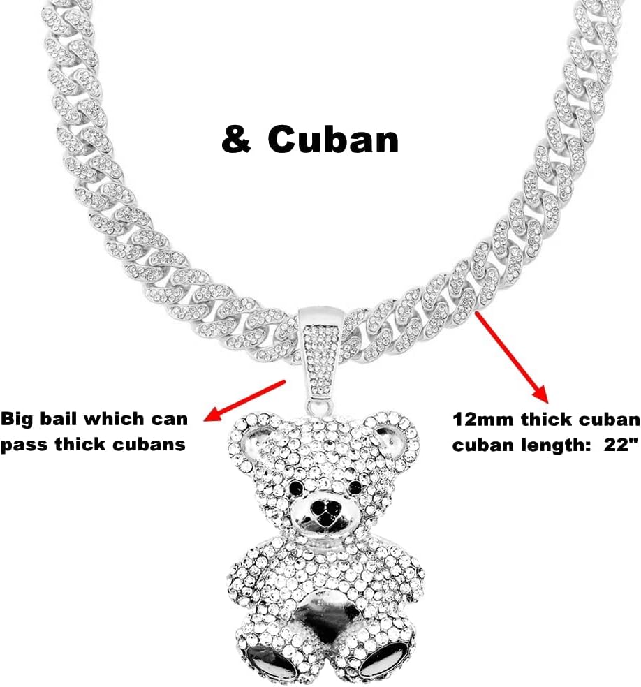 Mens Hip Hop Iced Out Chain Necklaces Silver Gold Monkey | Bear | Lion Pendant Chains Bling Rapper Jewelry - Image 3