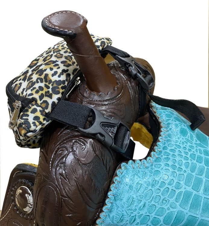 Showman White Cheetah Print Insulated Nylon Saddle Pouch