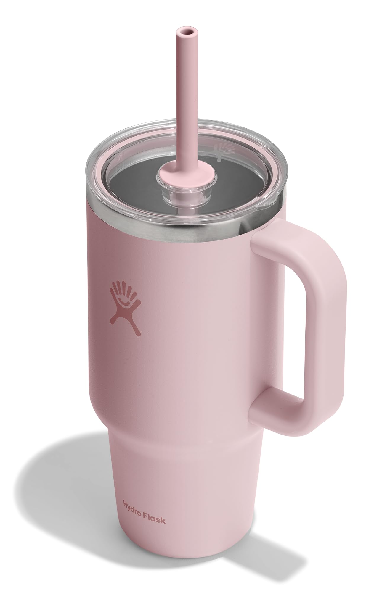 Hydro Flask Travel Tumbler with Handle, Clear Lid and Straw - Insulated Stainless Steel