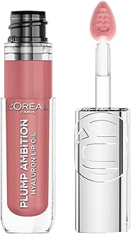 L'Oreal Paris Plump Ambition Hyaluron Lip Oil, 24 HR Lip Gloss with Hyaluronic Acid, Volumizing Formula with Glass-Like Shine, Worth It 601, 0.16 Fl Oz