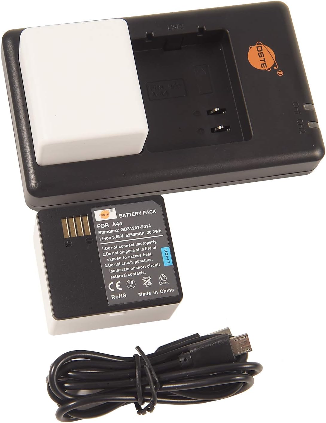 DSTE 2PCS Arlo A4a (5250mAh/3.85V) Battery Charger Compatible for Arlo Pro3 (VMC4040P), Arlo Ultra (VMC5040)