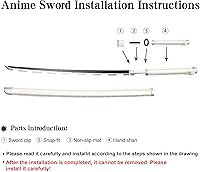 Vista 3 de Espada Demon Slayer de 41 pulgadas, con soporte de exhibición y cinturón, espada de Rengoku/espada de Tanjiro/espada de Zenitsu/textura original