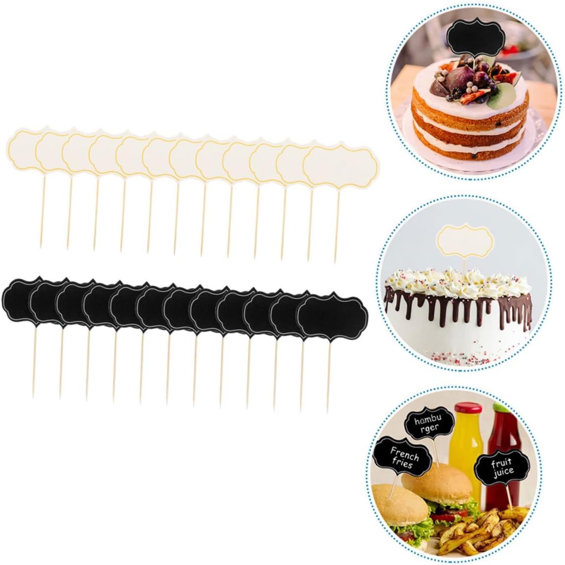48pcs Writable Blackboard Label Picks for Food Buffet and Weddings