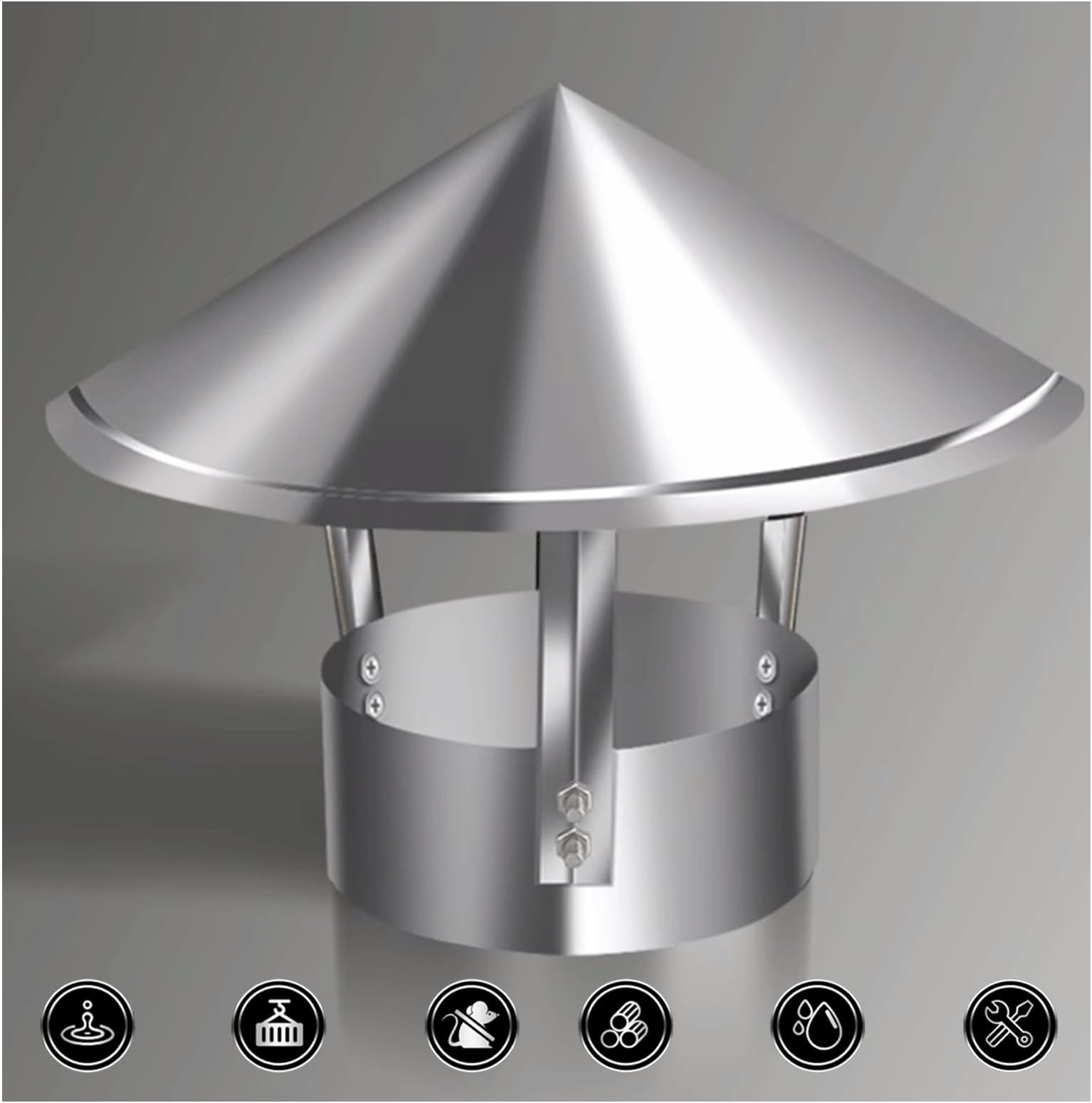 All Weather Chimney Cap,fireplace chimney cap,chimney rain cap,cone top chimney cap,conical top chimney cap,universal chimney cap,round chimney cap,roof vent cap ( Size : D13cm*30cm/5.12in*11.81in )