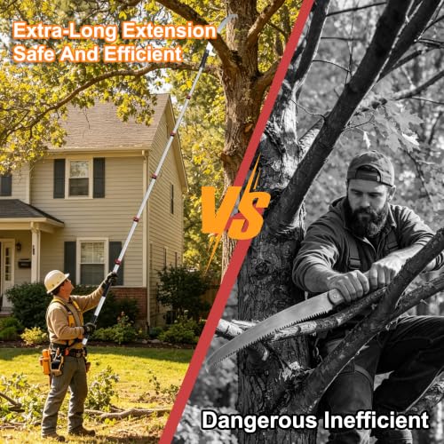 Image of AgiiMan 26FT Reach Tree Trimmer, Oval Telescopic Pole Saw with 5-20FT Extension Pole, Double-Hook Saw Tree Pruner Extendable for High Tree Branch Trimming Pruning Yard Orchard Fruit Palm Shrub Cutting