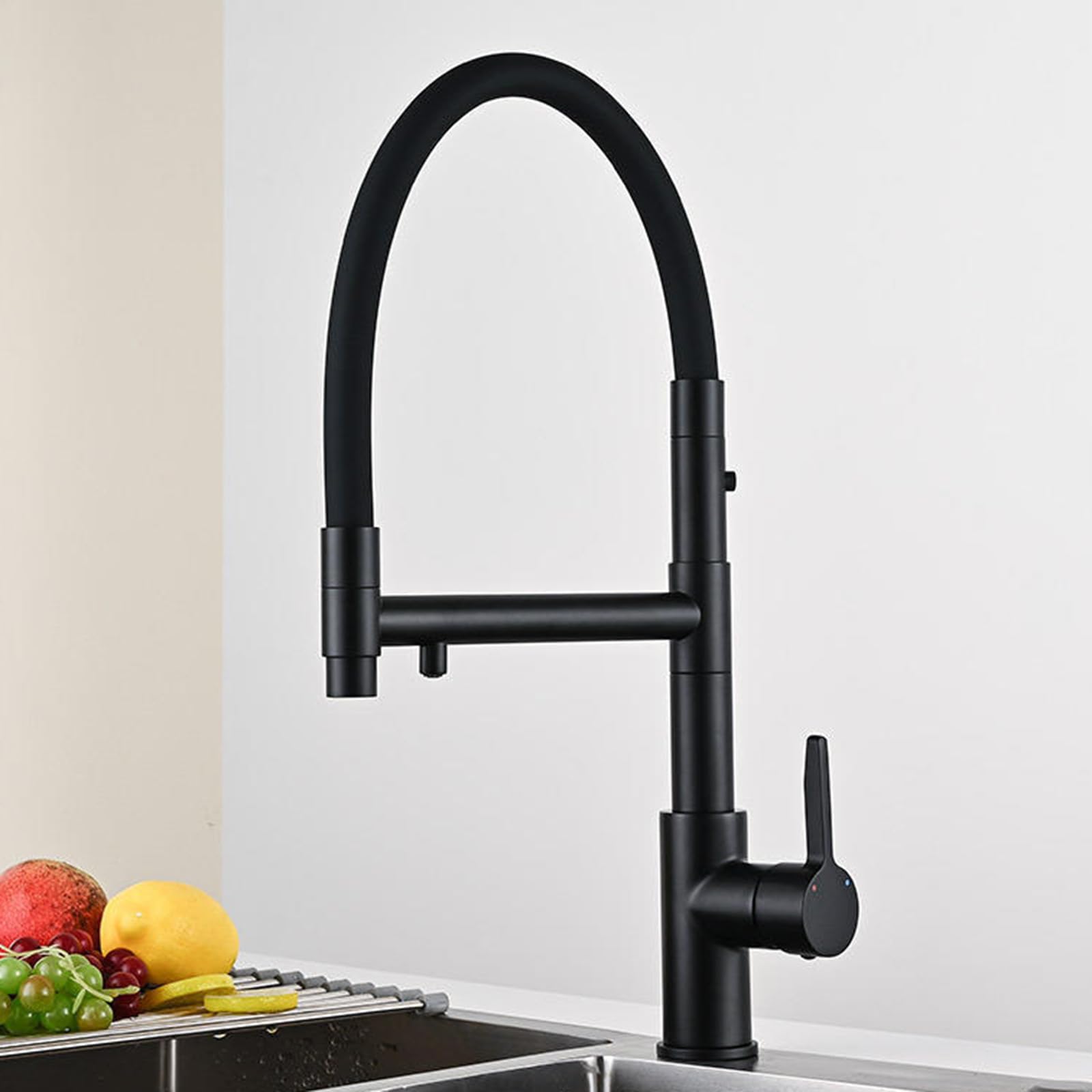 ZYCHSJXA 3 Way Kitchen Tap Pull Out Black Swivel Sink Mixer Taps Spray Head Flexible Double Outlet Faucet