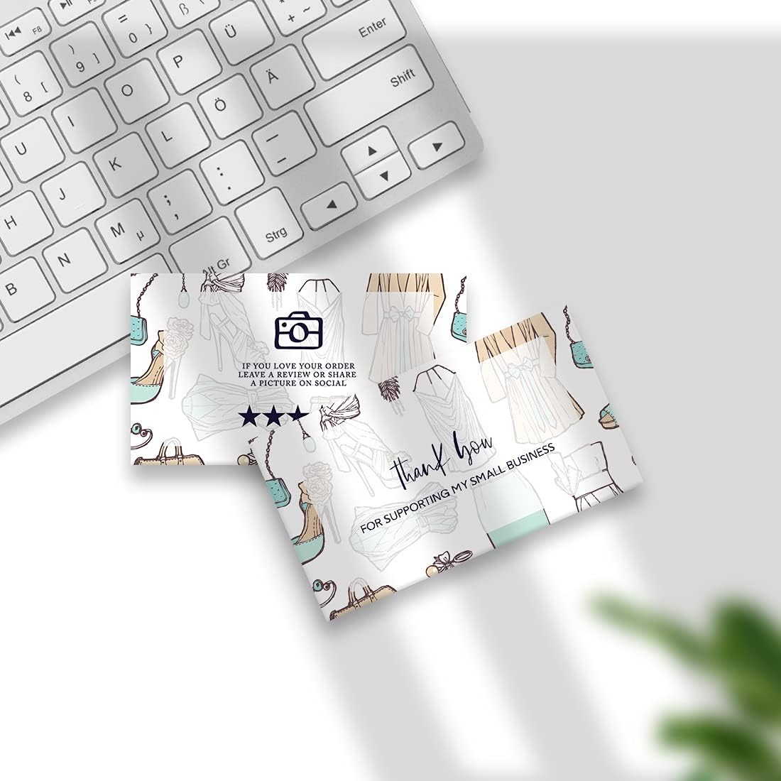 Andaz Press Thank You For Supporting My Small Business Cards, Clothing and Accessories, 100-Pack, 2 x 3.5- Inch Business Card Size for Small Business Owners, Customer Thank You Package Inserts