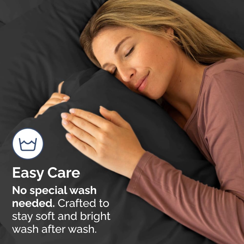 Queen Pillow Cases Set of 4 - Ultra Soft Hotel Quality Pillowcase Covers - Comfy, Cozy & Wrinkle Free - Shrinkage, Stain and Fade Resistant - Machine Washable Pillow Protectors - 4 Piece Set - Black - Image 5