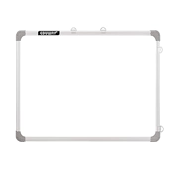 Eduway 2x3 Feet Non-Magnetic Double-Sided Whiteboard and Chalkboard | Ideal Use for Home, Office, Kids with Sliding Hanging Clips, Robust Aluminum Frame and Smooth Melamine Surface (90x60 cms)