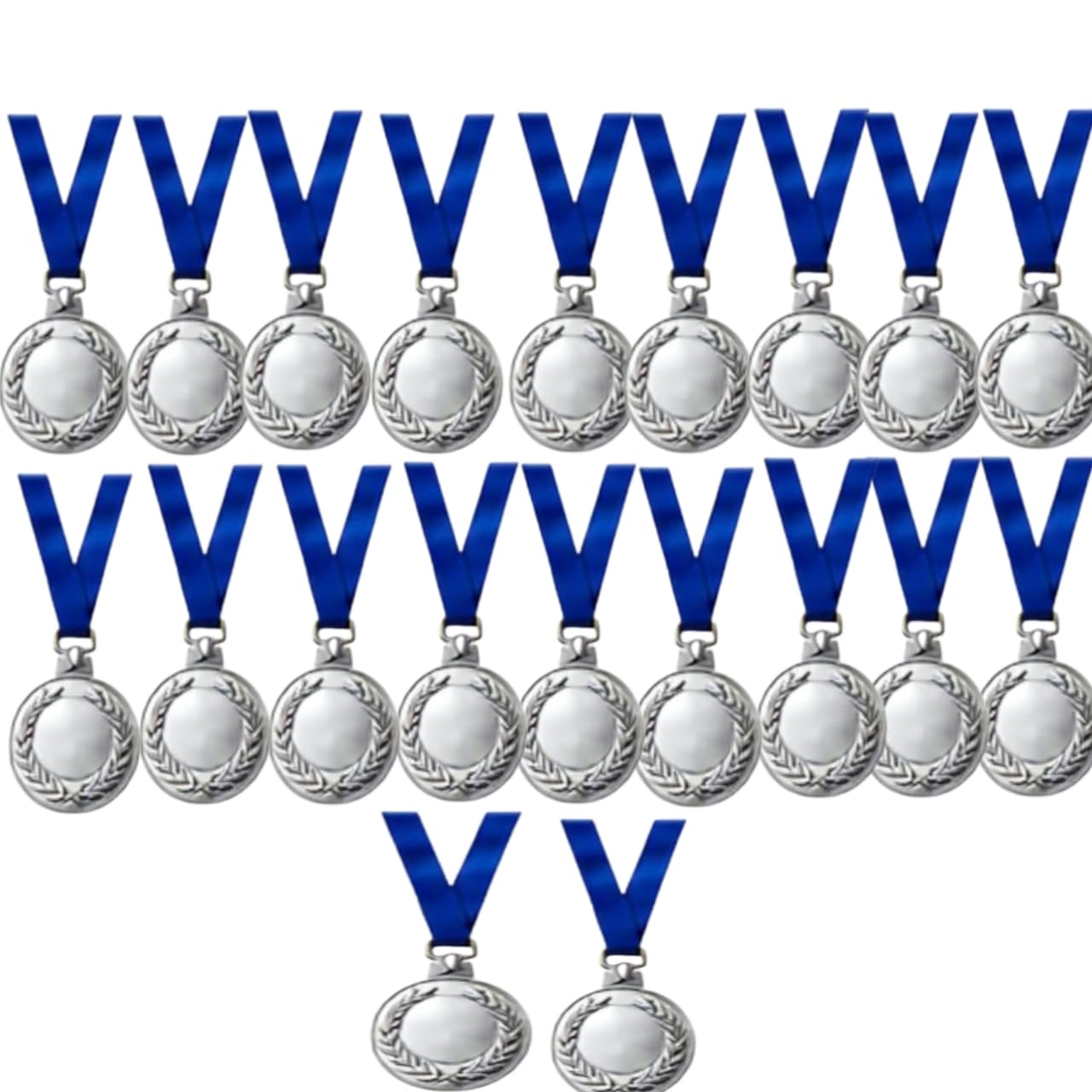 Silver Winner Medals Pack of 20 for School Competition | Sports Award Medal with Neck Ribbon for Kids & Adults (Silver Medal - 4)-picture-27