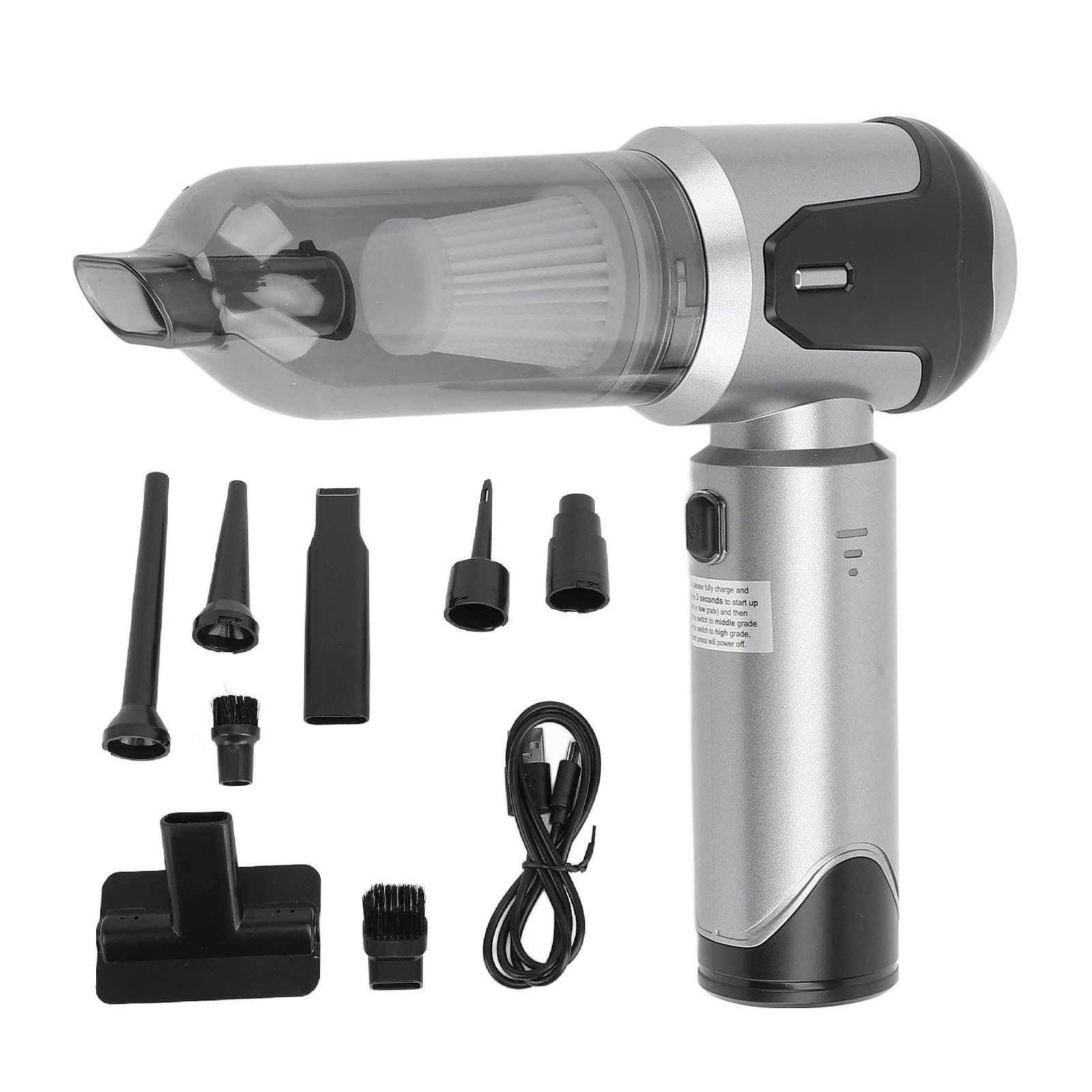 Aspiradora de Mano Inalámbrica para Coche, Aspiradora Portátil de Succión de Potencia de 6000 Mah, Soplador de Aire Pequeño de Mano sin Escobillas para Coche, Hogar, Oficina,