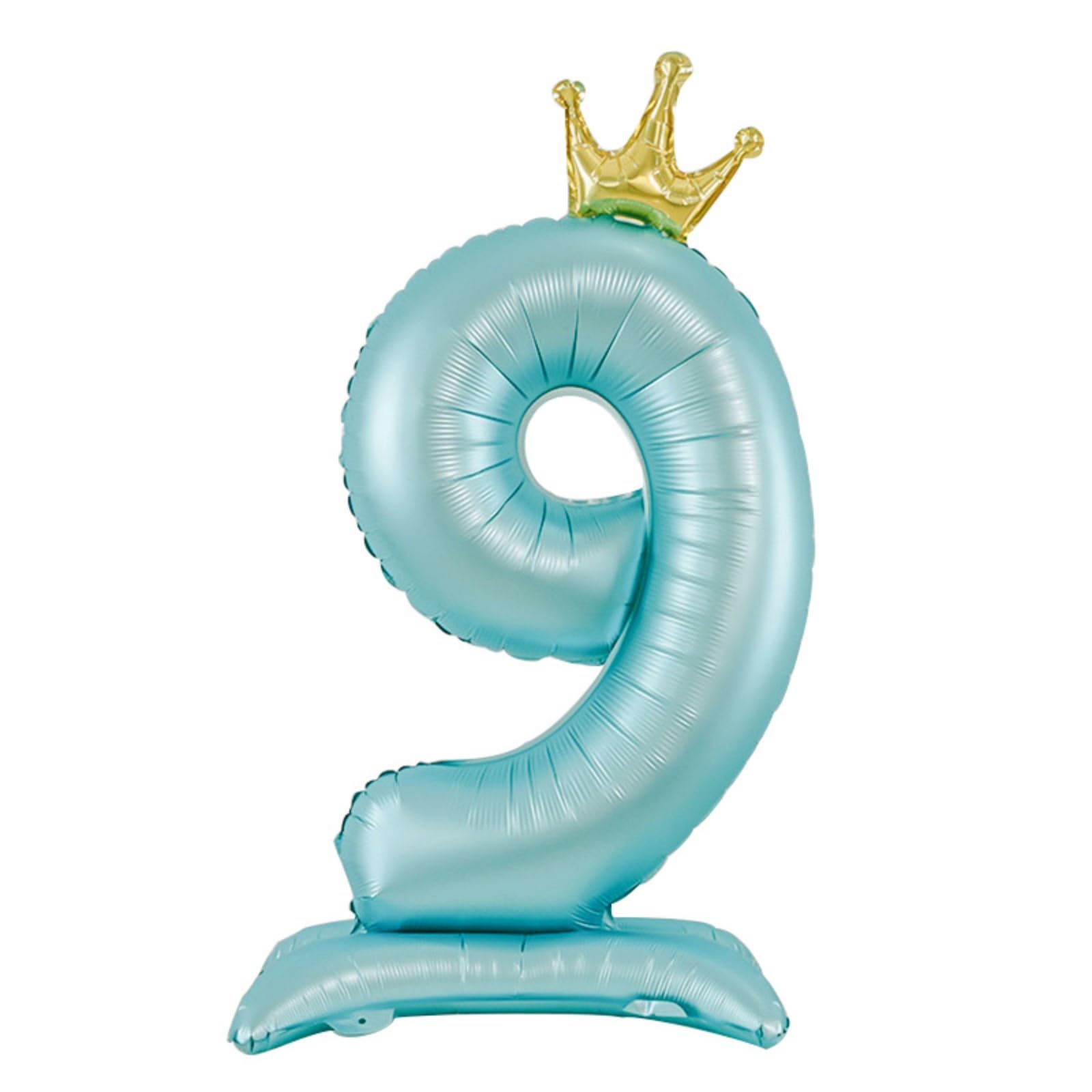 42-Inch Standing Blue Number 9 Balloons With Crown, 9th Birthday Decorations for Boys Girls, 9th Birthday Balloons, Birthday Party Decoration Supplies