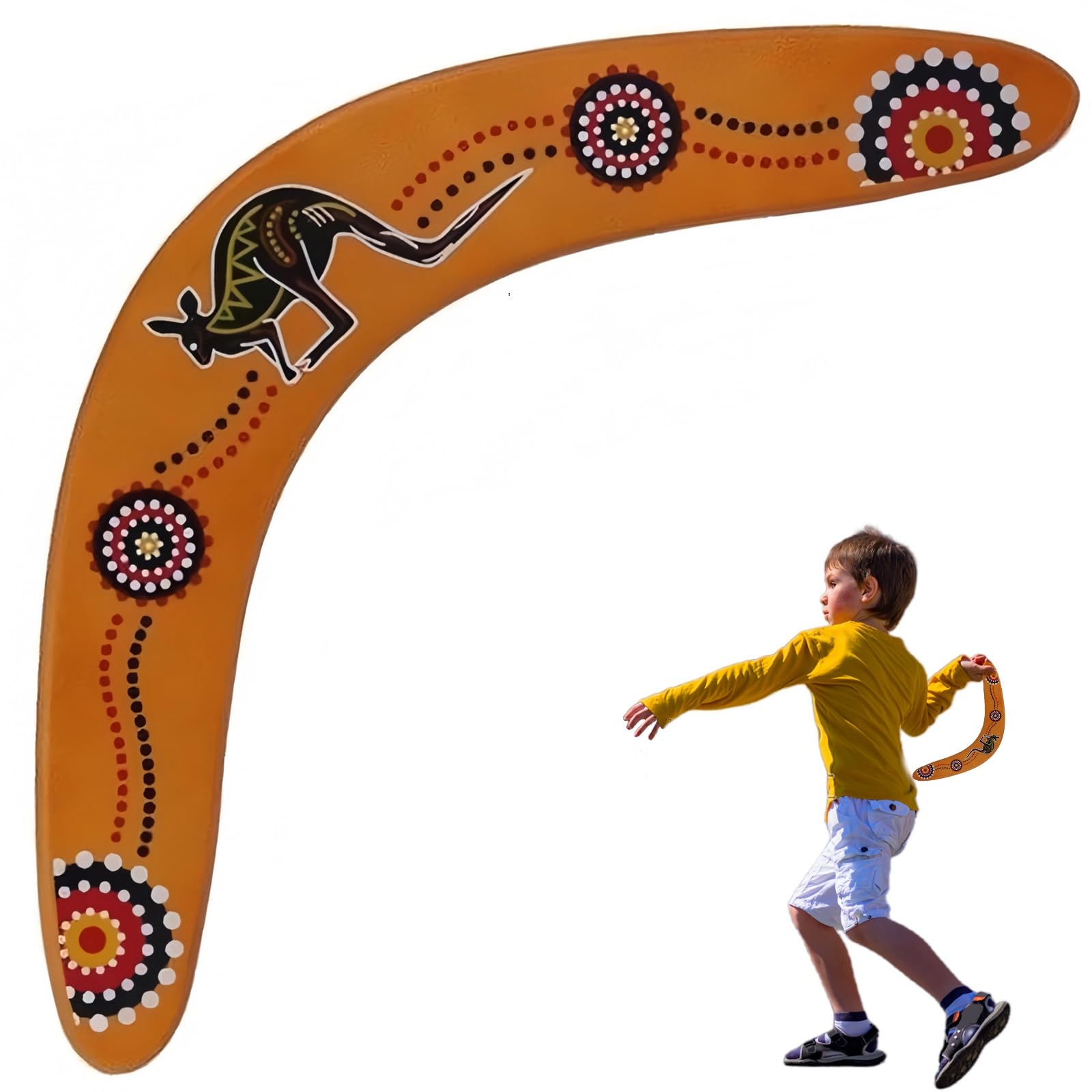 wodehahagou Wooden Boomerang Easy to Throw Flying Ring V Shaped Boomerangers Unique Design Family Outdoor Game Safe Boomerang Ball Frisbee Backyard Game Funny Outdoor Flying Disc Throw Catch