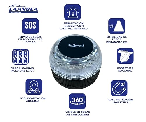 Miniatura 3 de Genérico Luz Emergencia Homologado Dgt Baliza V16 - Conectada Dgt Geolocalizable Chaleco Reflectante - Rasqueta Quita Hielo - Estuche - Kit De Emergencia Coche -