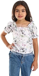 بلوزة مكشوفة الكتفين سهلة الارتداء بتصميم زهور للبنات من بونجو