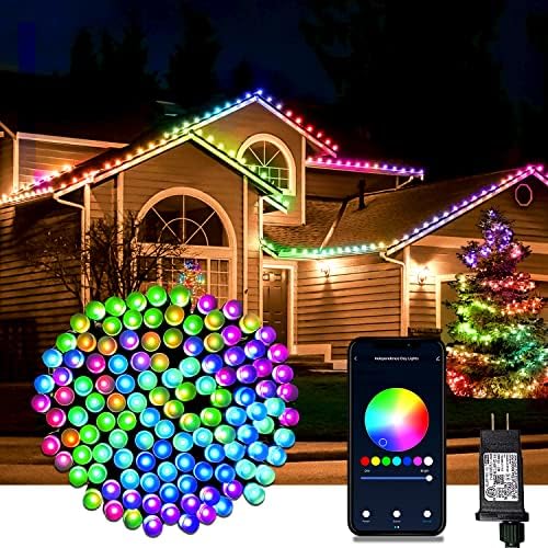 Smart Christmas Lights Outdoor Indoor-99ft 300 RGB LED Halloween Light Multi-Color Changing with Music,App Controlled Twinkle Fairy String Lights Work with Alexa,IP65 Waterproof for Tree(2.4GHz)