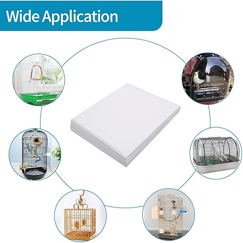 Miniatura 5 de Papel de revestimiento para jaula de pájaros, 100 hojas de 12.2 x 10 pulgadas, forros no tejidos para jaula de pájaros, 4 tamaños para elegir, papel