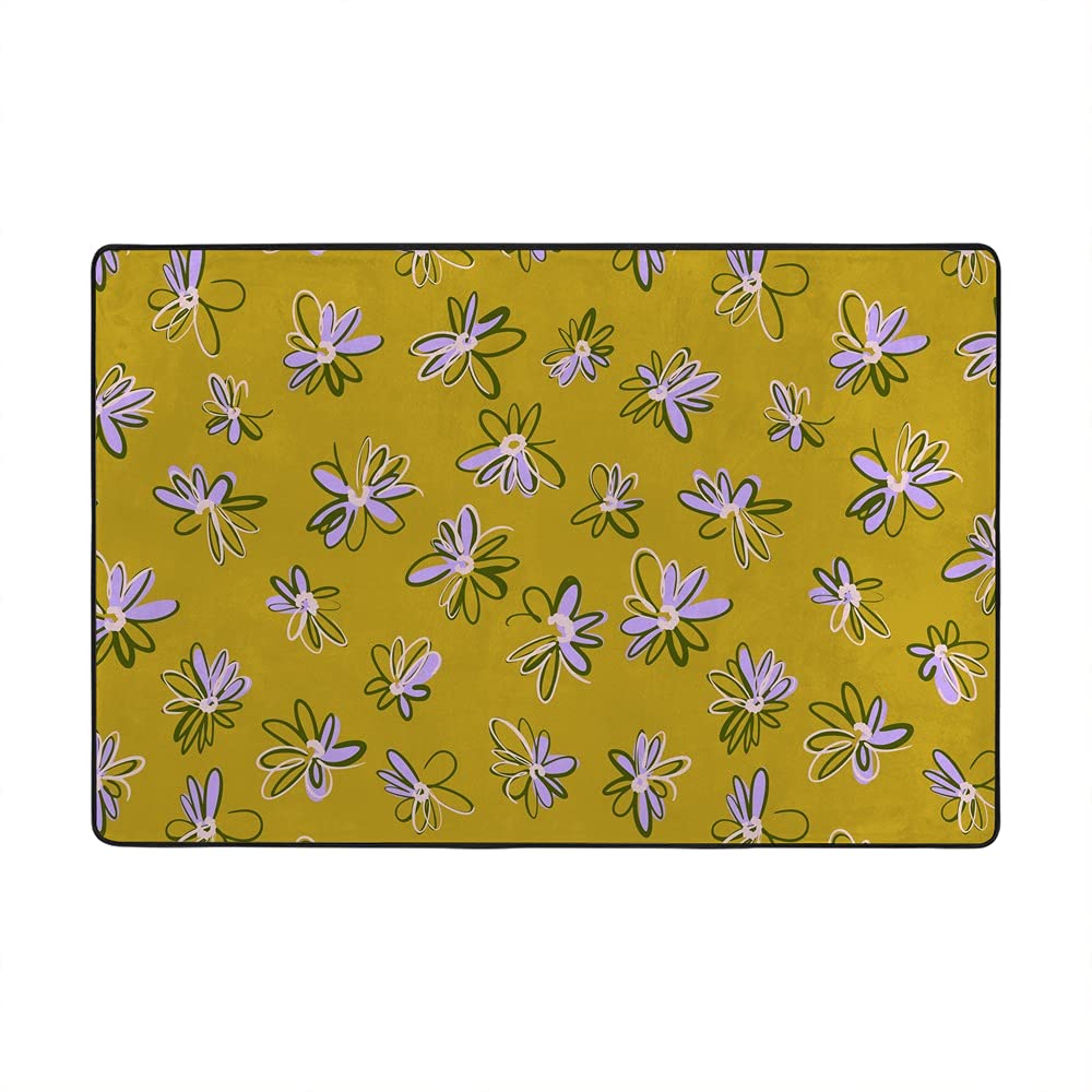 Grand tapis jaune corail en velours épais 160x120 cm CHEHONG pour salon et chambre