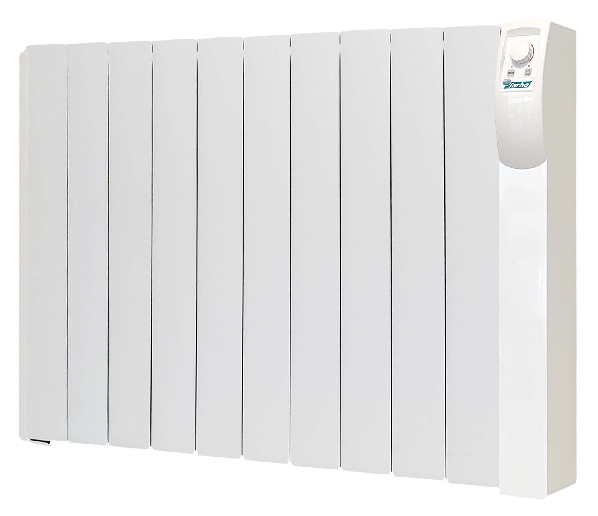 Farho Radiatore elettrico Nivo 1100 W - Emettitore termico programmabile a basso consumo con protezione termica - Radiatori elettrici efficienti per saloni fino a 18 m² - 3 anni di garanzia