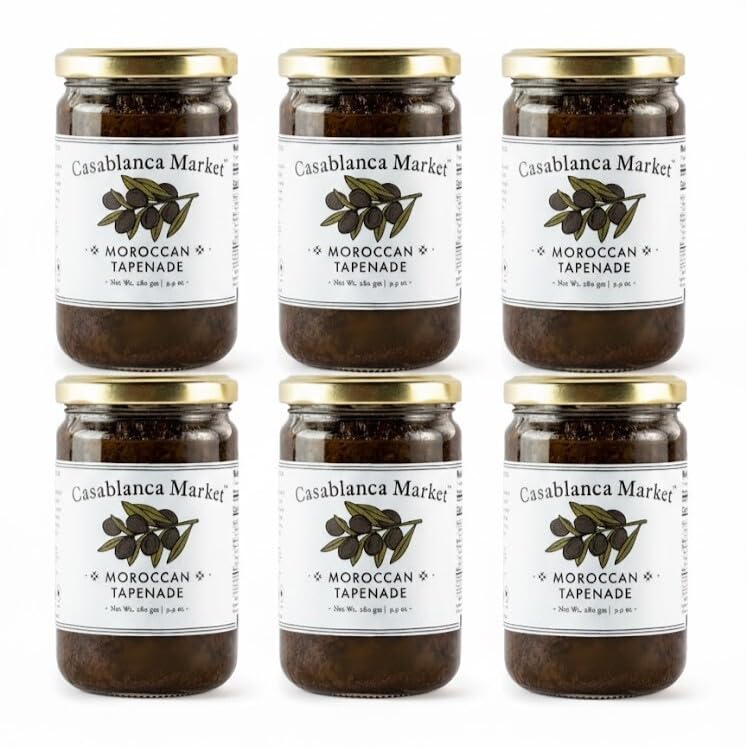 Casablanca Market Black Olive Tapenade Spread 6-Pack (9.90oz each)– Vegan, Non-GMO, Gluten-Free – All-Natural Moroccan Olive Spread – Wholesale Case for Retail & Deli Counters – No Preservatives, No Sugar Added