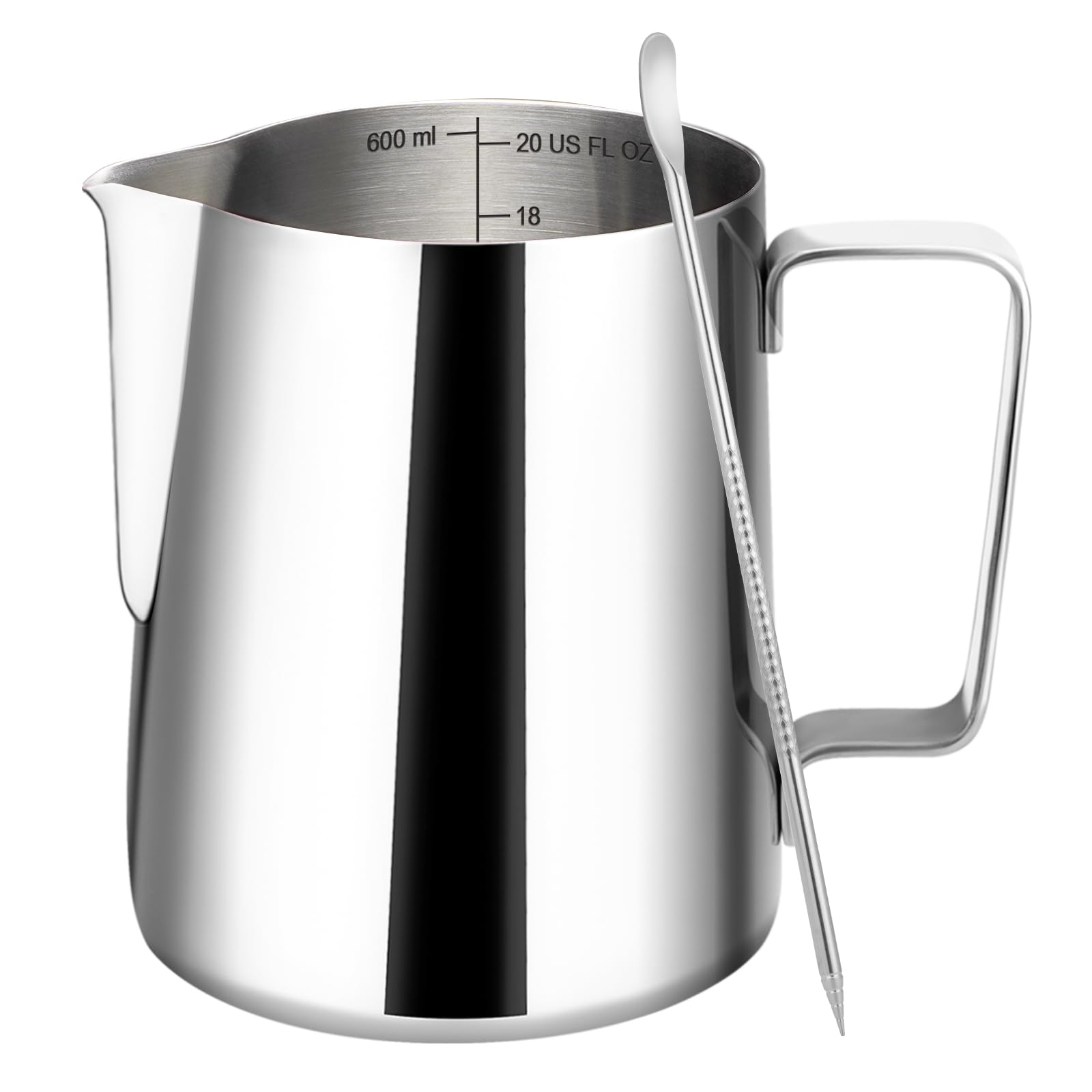 Amrules Milk Frothing Pitcher 20oz Frother Cup Barista Tools, Silver