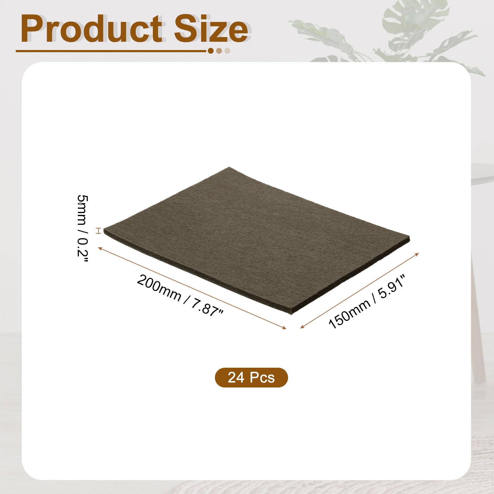 QUARKZMAN 24Pcs Patins De Meuble en Feutre 7.87" x 5.91" Adhésif Marron