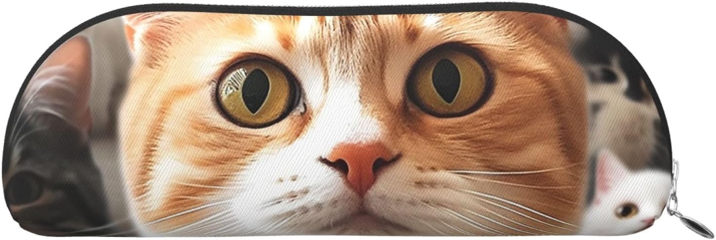 Pencil Case Funny Pet Cat Big Pencil Bag Portable Coin Pouch Aesthetic Cosmetic Bag Leather Makeup Bag