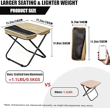 Multi-use Lightweight Camping Stool with Side Pocket, Max 300 lbs Load