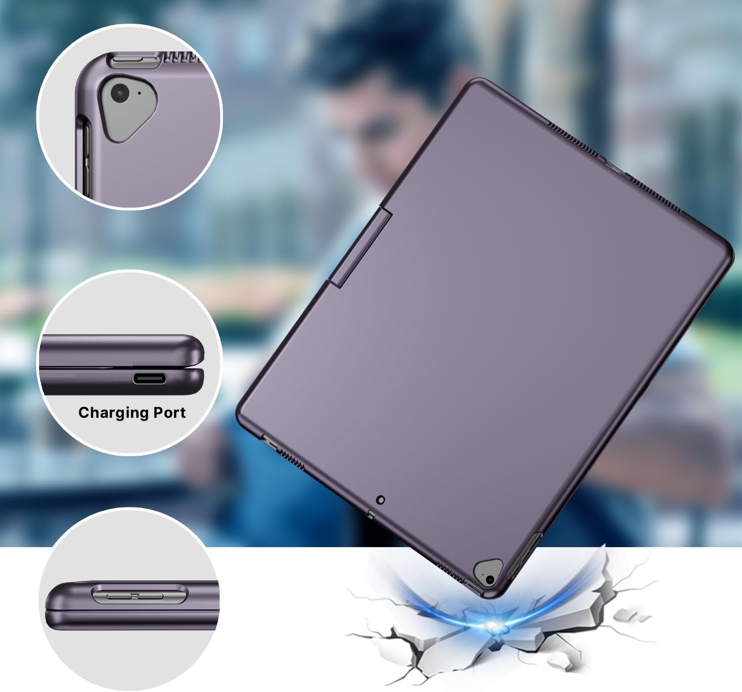 edaiser Swivel Keyboard Case for iPad 10.2 inch 9th 8th 7th, iPad Air 3rd and iPad Pro 10.5 2nd Generation; Rotatable Cover with Pencil Holder, Multi-TouchTrackpad, RGB Backlit, Metallic Purple - Image 8