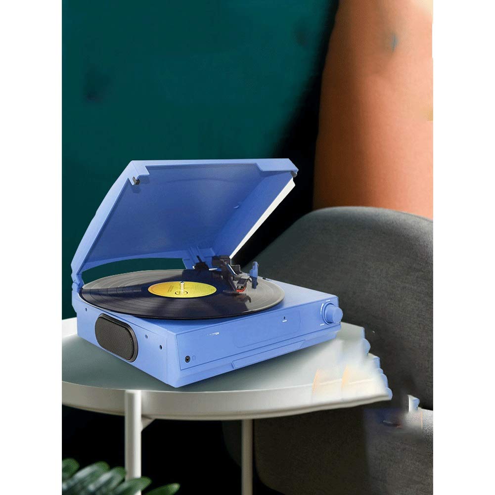 Giradischi Play, giradischi in vinile, trasmissione a cinghia a 3 velocità per un suono superiore, testina in ceramica, altoparlanti stereo integrati, ingresso USB, uscita RCA e copertura antipol