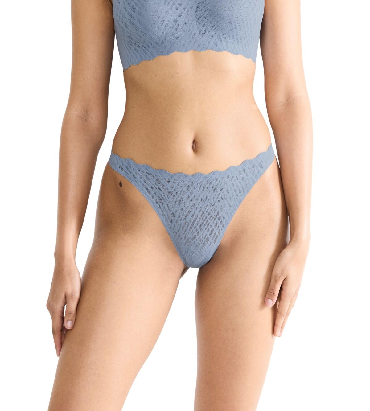 sloggi Women's Zero Feel Bliss String Briefs, Bluish Gray, L