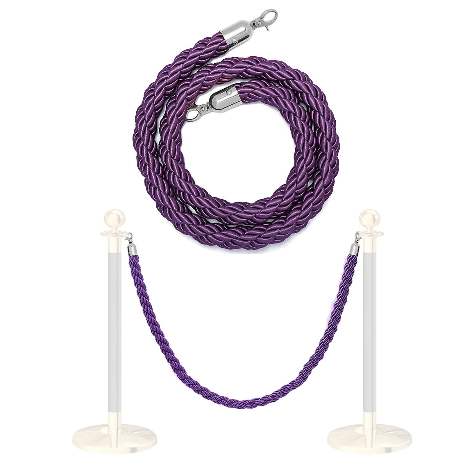 Corde de soutien en chanvre violet pour barrière de contrôle de la foule