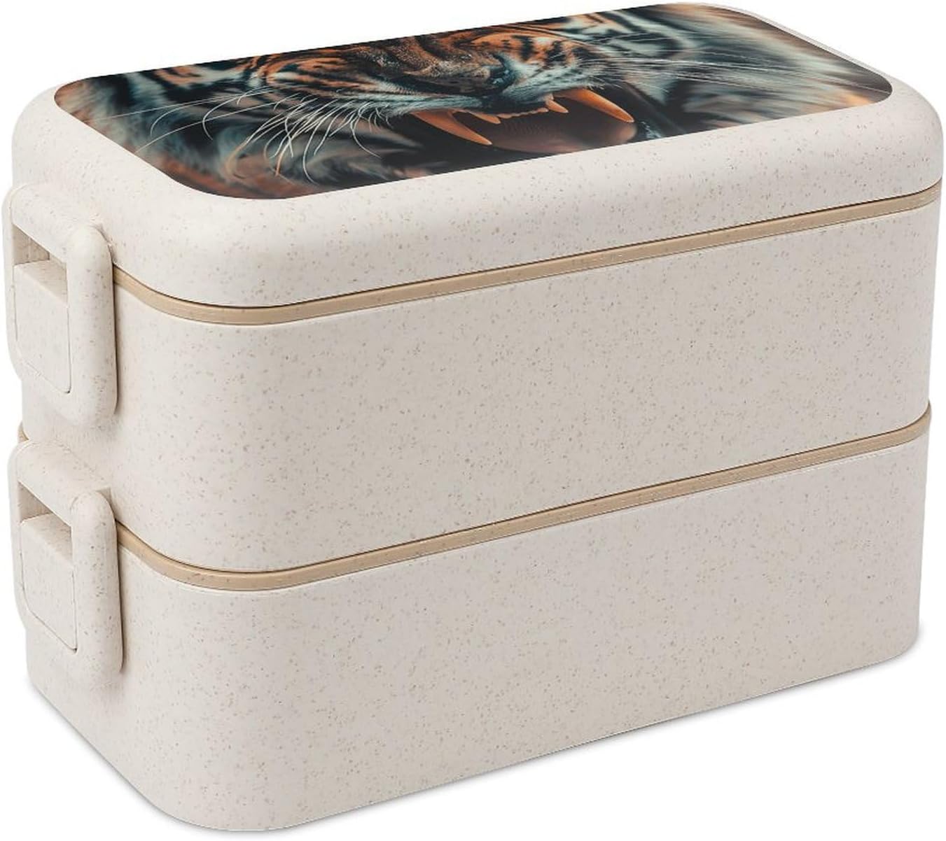 Lunch Box Bento Premium Tiger Opens Its Mouth Printed Bento Box Bento with Spoon And Fork with Compartment Containers Suitable for Men And Women, style