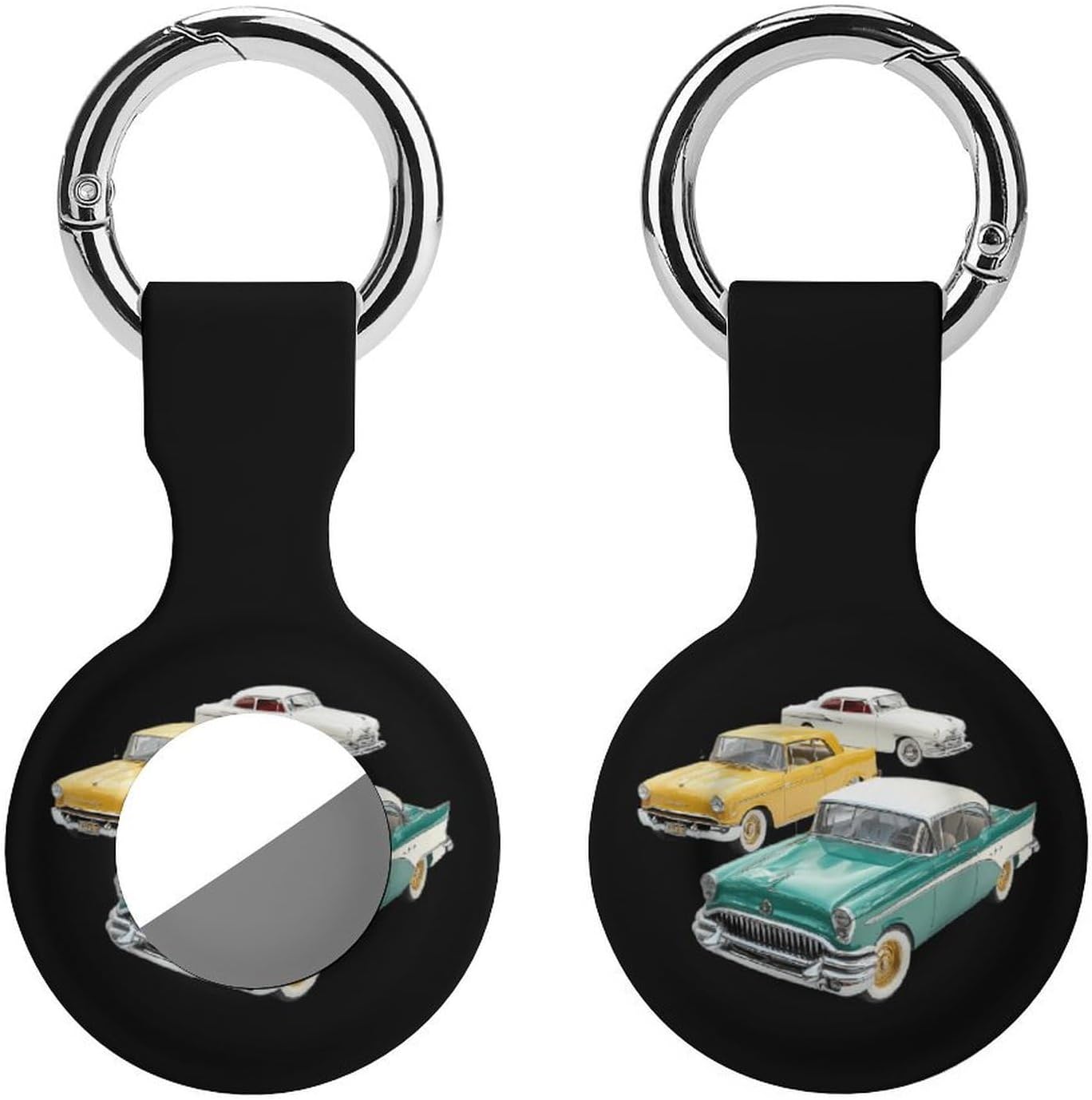 Vintage Muscle Car Funny Cover Compatible with AirTag Case Protector GPS Tracker Holder with Keychain
