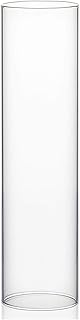WGVI Hurricane Candle Holder Sleeve, Wide 4", Height 16", Clear Glass Cylinder Candleholder, Chimney Tube, Open Ended Candle Shade, 1 Piece