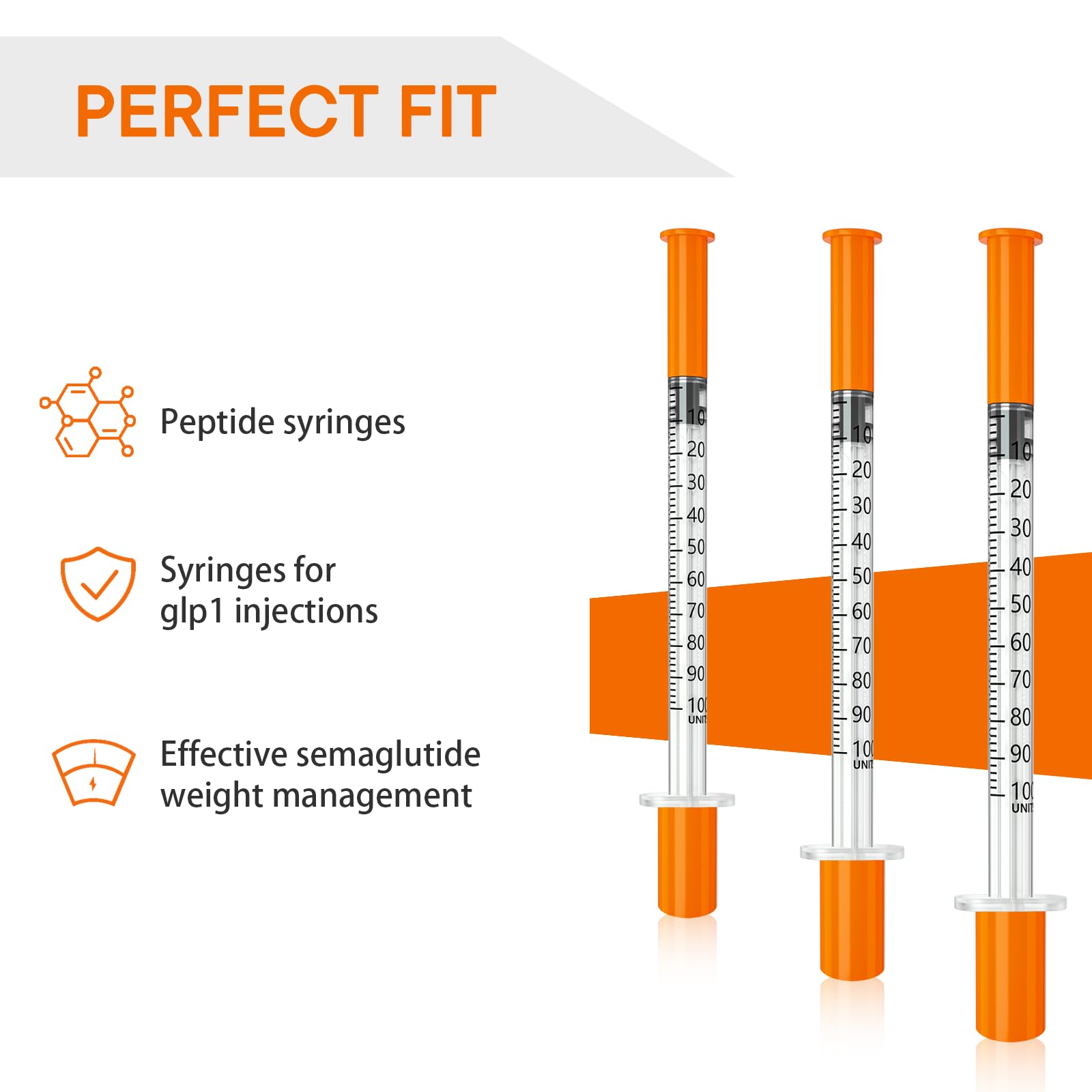 1ml/cc 31 gauge 5/16 inch syringe with needle, Syringes for glp1, PACK 100. — Amazon image 2