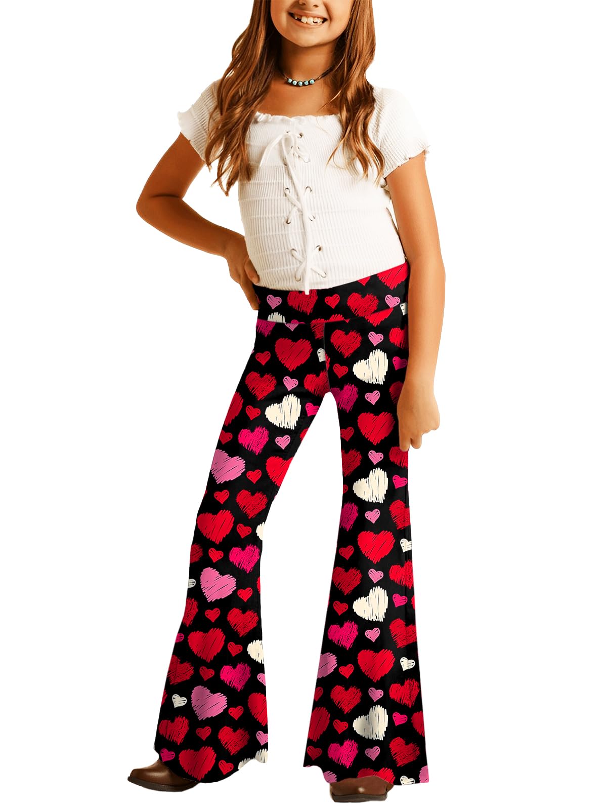 Deerose Girls Halloween Hippie Bell Bottom Pants High Waist Flare Pants 5-14 Years