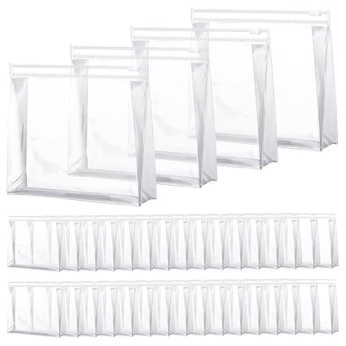 Miniatura 16 de Xuniea 50 piezas de mini bolsa de maquillaje transparente, pequeña bolsa transparente con cremallera, organizador de cosméticos de plástico