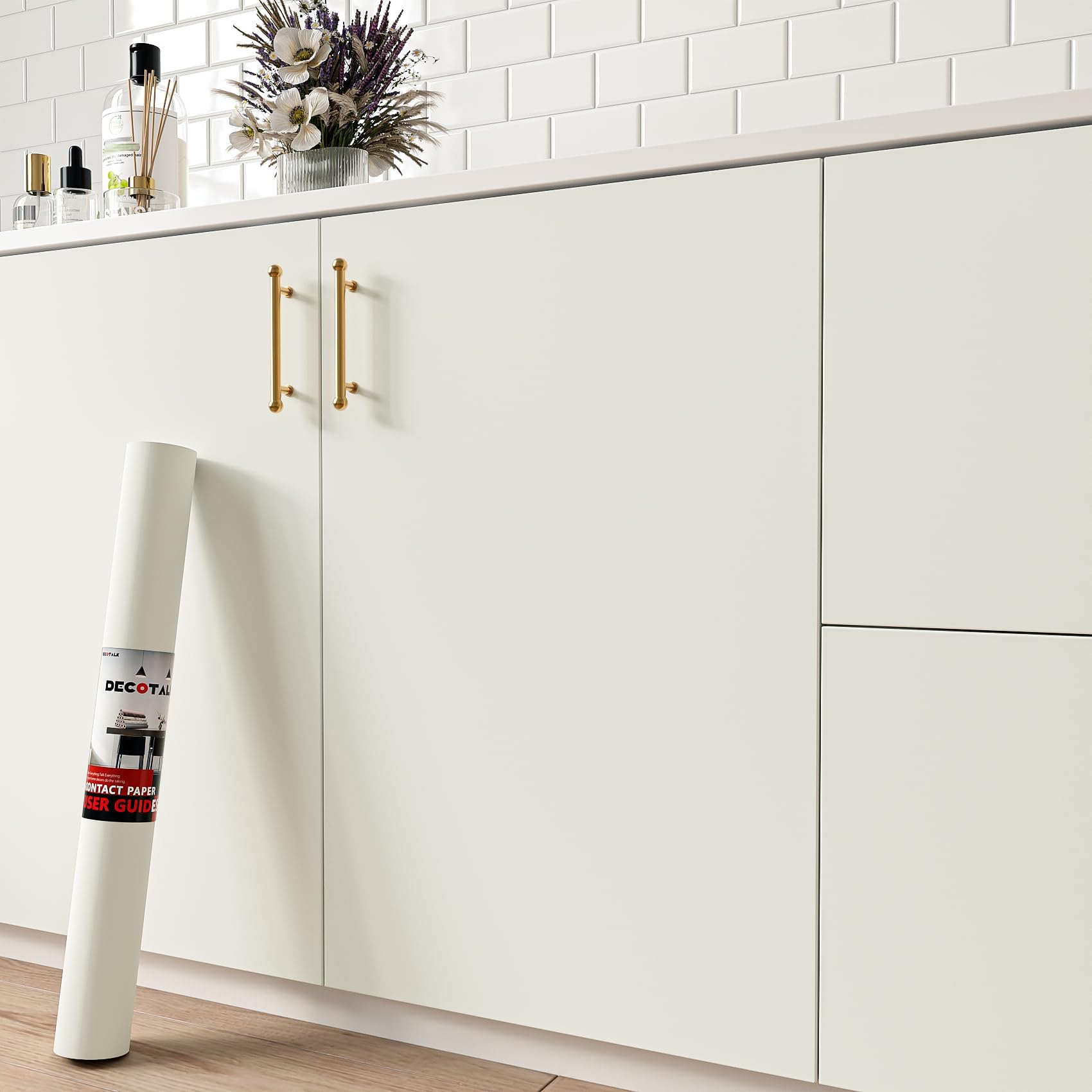 Decotalk Peel and Stick Wallpaper Beige for Bedroom 60 X500cm Self-Adhesive Furniture Sticker Beige Matte Wallpaper for Dining Room Kitchen Bathroom Contact Paper for Furniture Waterproof