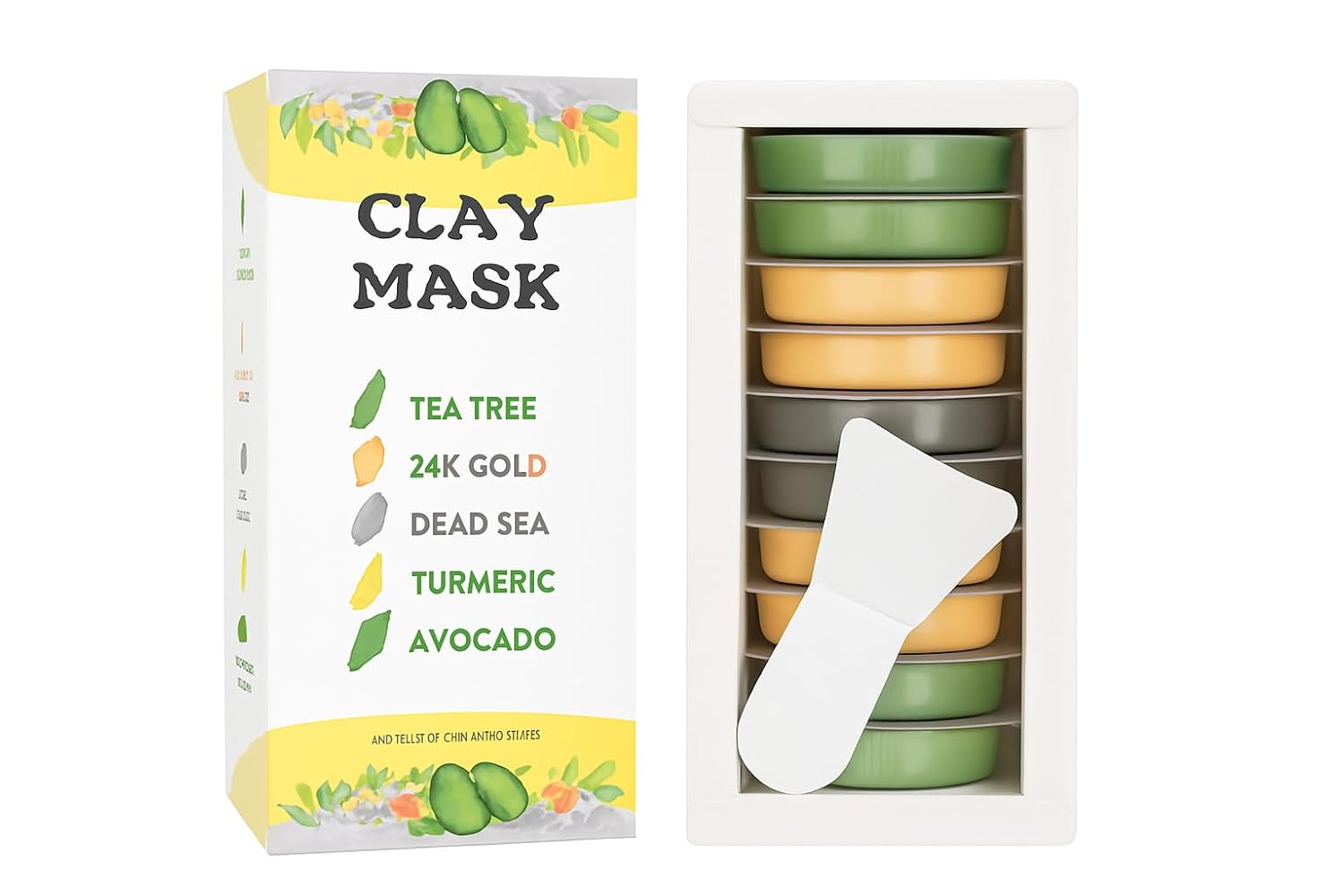 ChristmasStocking Stuffers for Teen Girls - 10-Piece Organic Clay Mask Set With 24K GOLD, TEA TREE, DEAD SEA MINERALS & MORE - Facial Mask For Acne & Glowing Skin (SET 02)