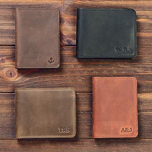 Mens Leather Wallet Personalized - Bifold wallet for men - Slim minimalist wallet - Father's Day Gift - Groomsmen gifts.