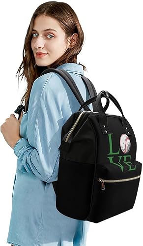 Miniatura 4 de Bolsa de pañales Love Baseball Ball para mujer, gran capacidad, impermeable, mochila de viaje para computadora portátil