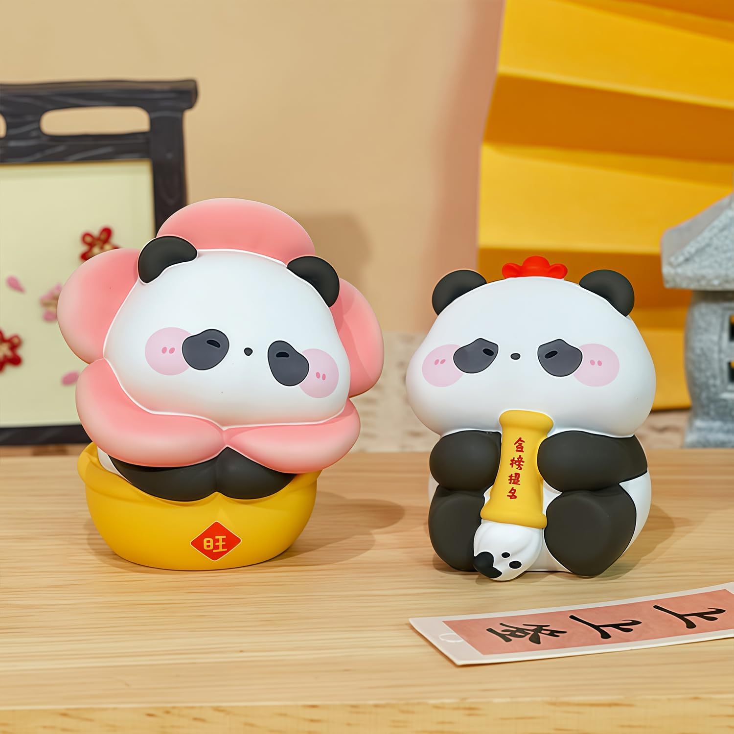 Blessing Panda Series Blind Box Figures, Random Design Action Figures Collectible Toys for Birthday Gift, Home Decorations, Single Box