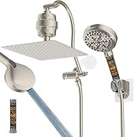 Vista 23 de Hibbent Cabezal de Ducha de Todo Metal Certificado CUPC, Cabezal de Ducha de Lluvia de Alta Presión de 8'', Combo de Cabezal de Ducha de Mano, Brazo