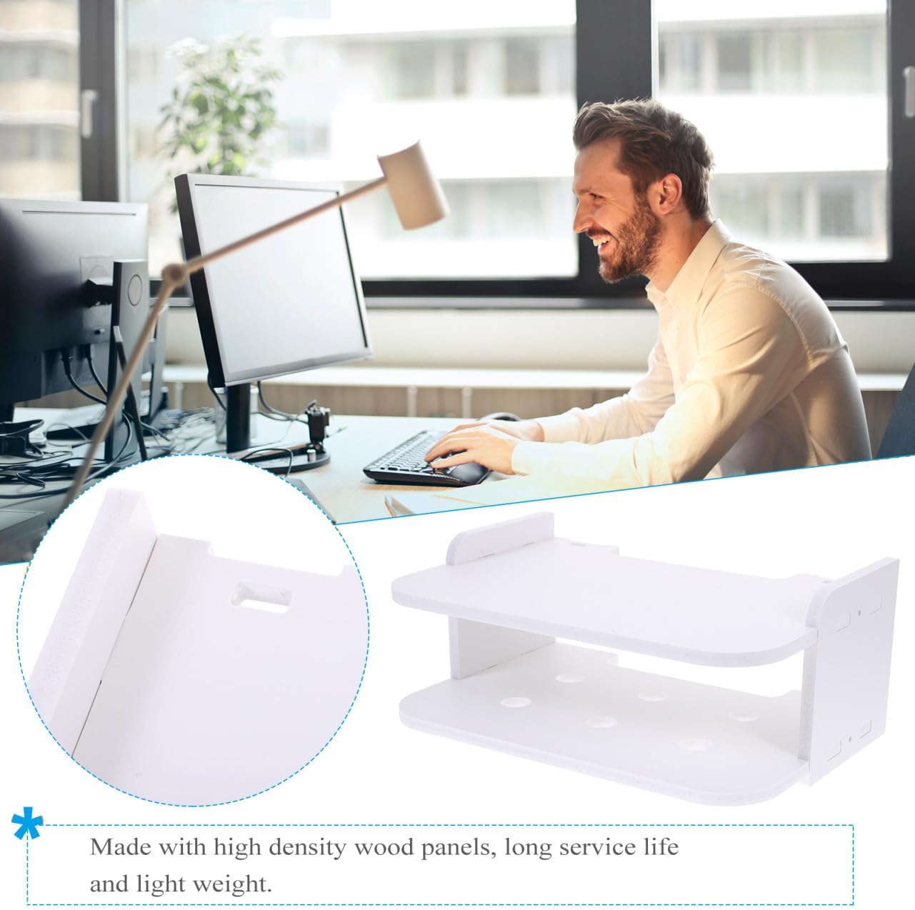 Cabilock Router Shelf Wall-Mounted Storage Organizer for Living Room Bedroom and Bathroom Multipurpose Display Rack Ventilation for Router and Easy Installation No Drilling Required