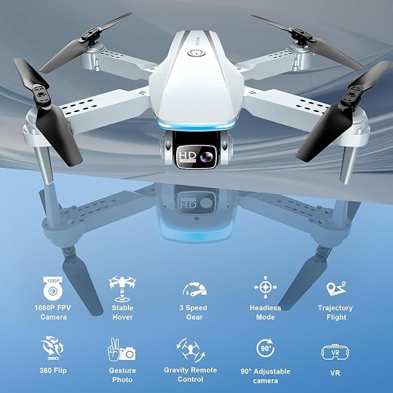 Drone with Camera, 2 Batteries, Carrying Case, 1080P HD Foldable Drone with Stable Hover, Trajectory Flight