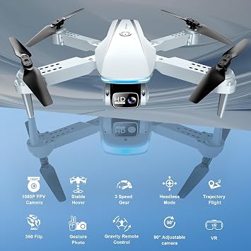 Drone with Camera, 2 Batteries, Carrying Case, 1080P HD Foldable Drone with Stable Hover, Trajectory Flight