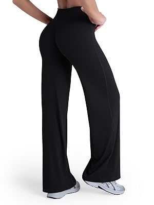 Sunzel Womens Butt Lifting Wide Leg Yoga Pants High Waist Tummy Control No Front Seam Straight Leg Workout